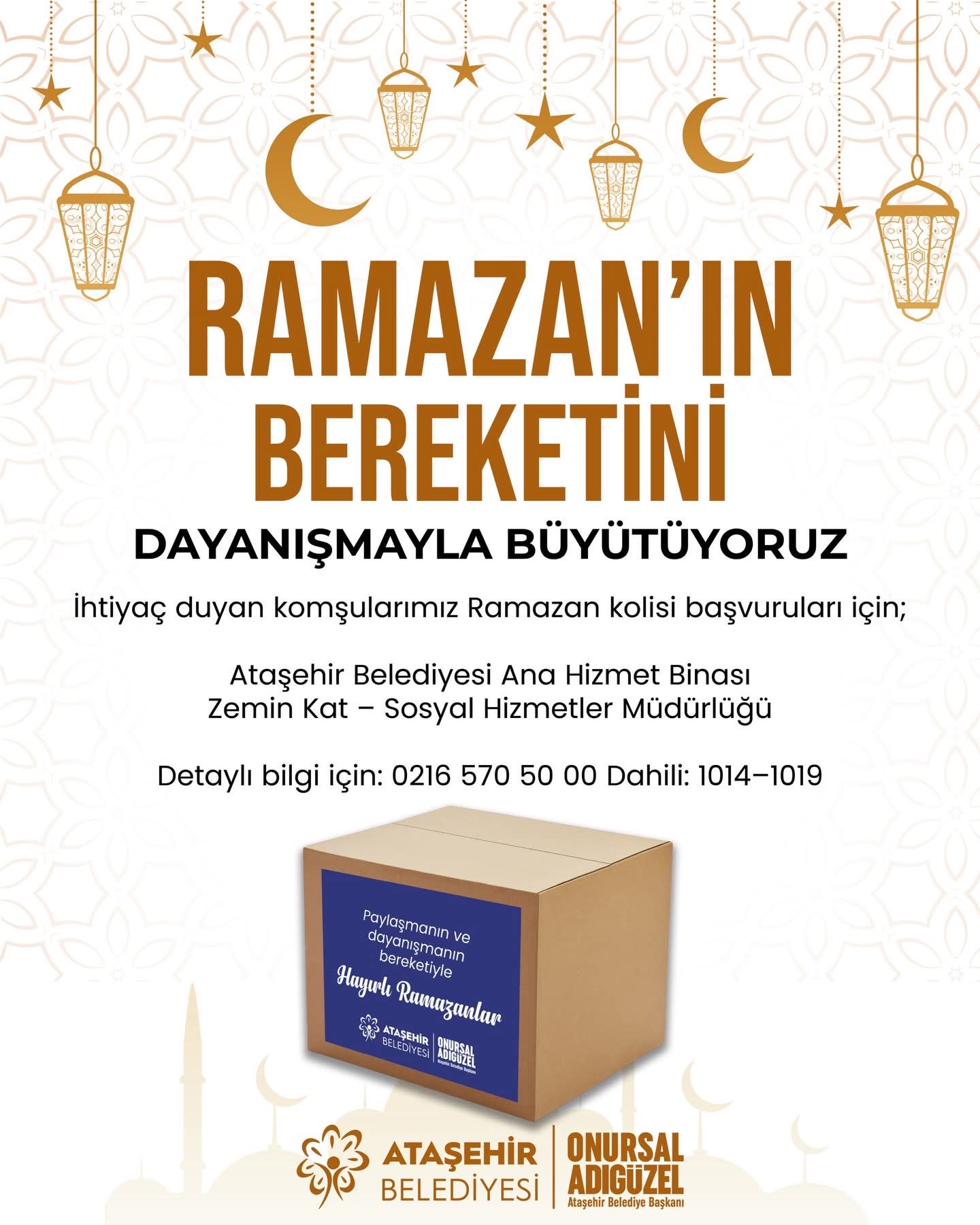Ataşehir Belediyesi, Ramazan ayı dolayısıyla ihtiyaç sahibi vatandaşlar için Ramazan