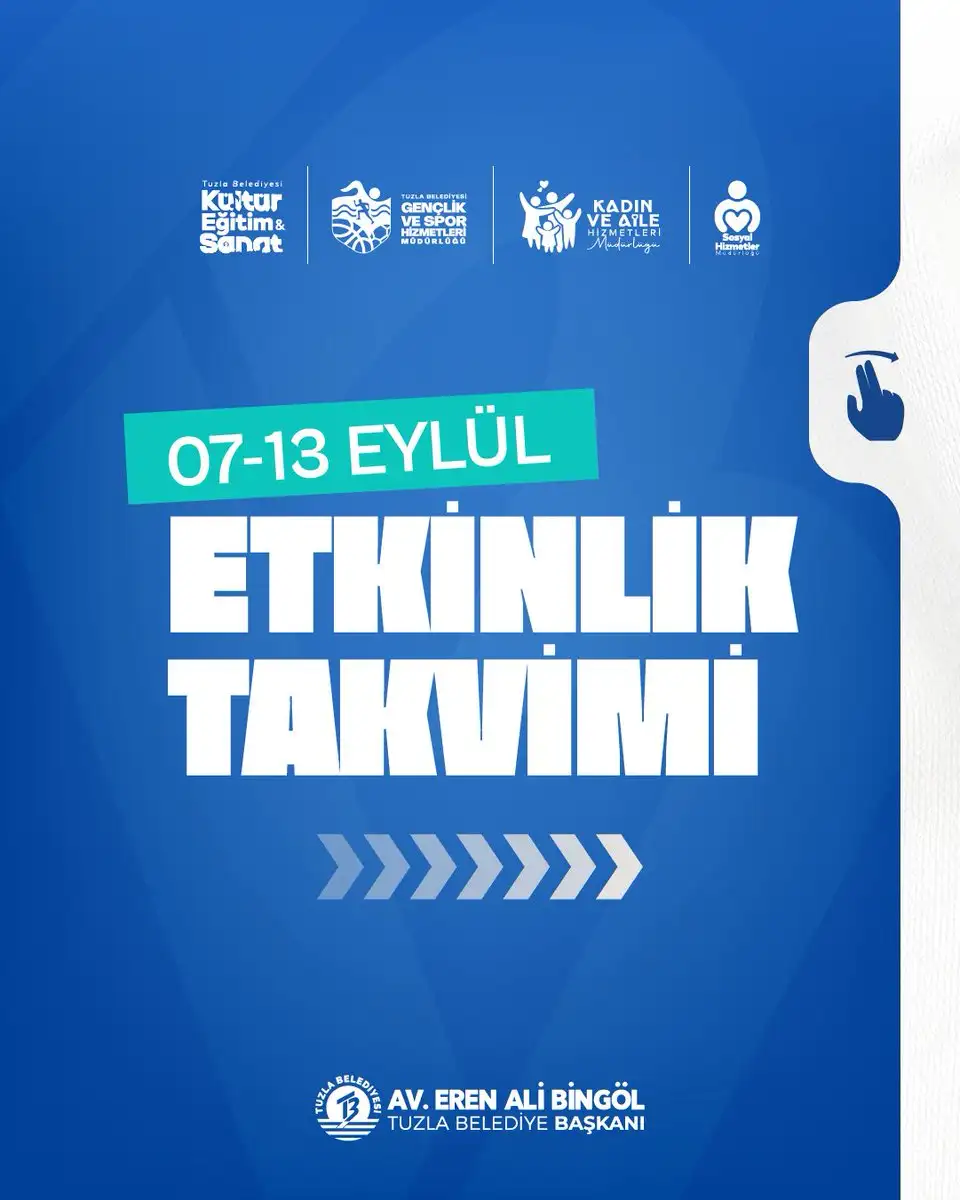 Tuzla Belediyesi, 7-13 Eylül tarihleri arasında ilçe sakinleri için çeşitli