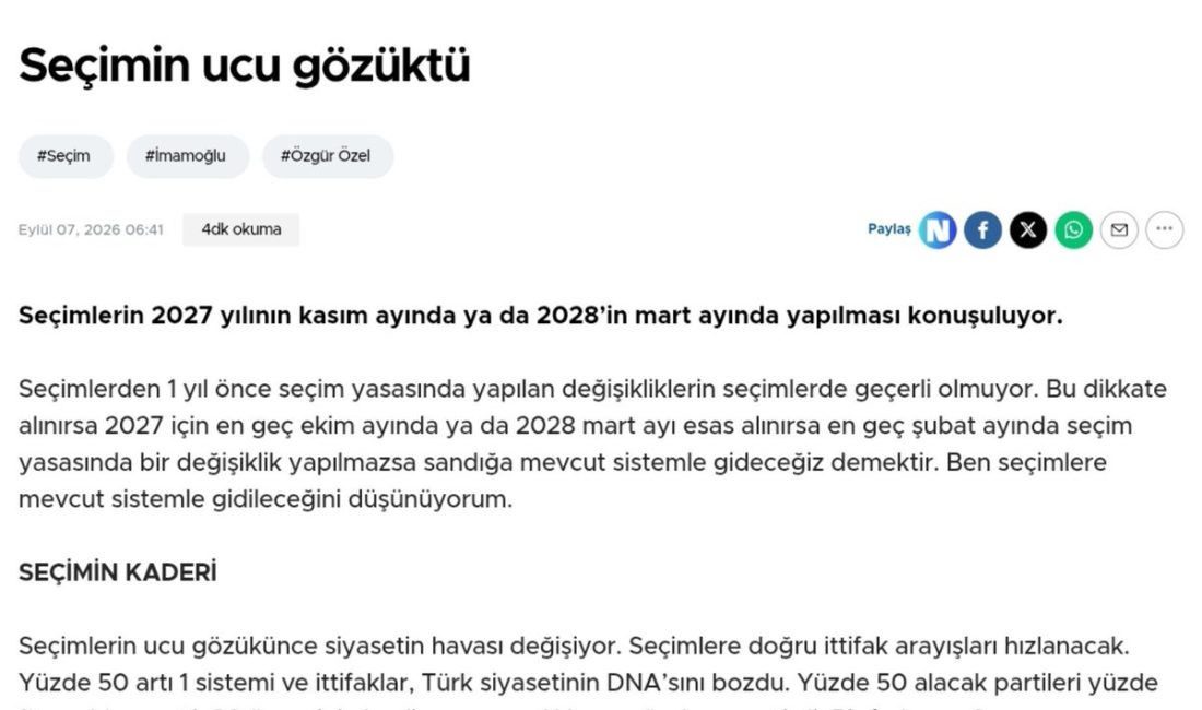 Hürriyet yazarı Abdülkadir Selvi, olası seçim tarihine ilişkin kulis bilgilerini