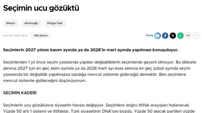 Hürriyet yazarı Abdülkadir Selvi, olası seçim tarihine ilişkin kulis bilgilerini