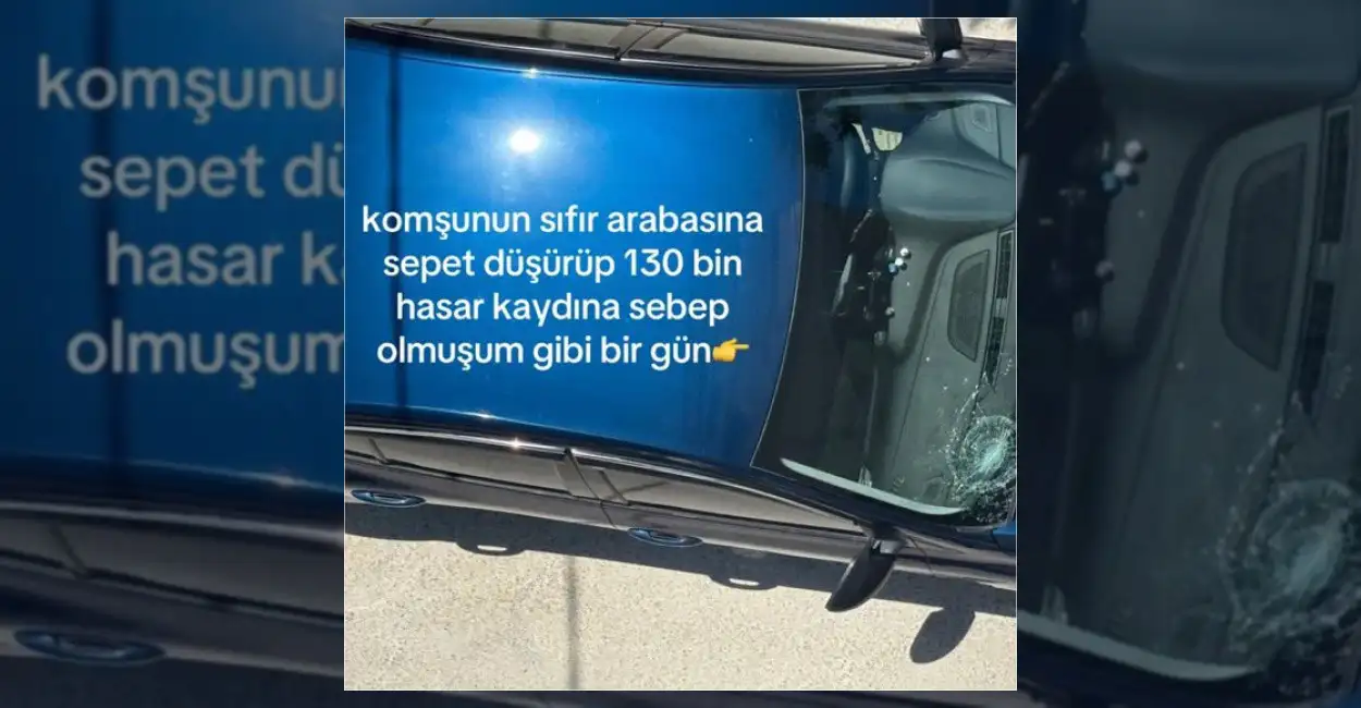 Komşusunun yeni aldığı otomobilin üzerine saksı düşürerek 130 bin liralık