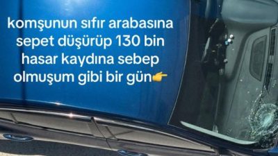 Komşusunun yeni aldığı otomobilin üzerine saksı düşürerek 130 bin liralık
