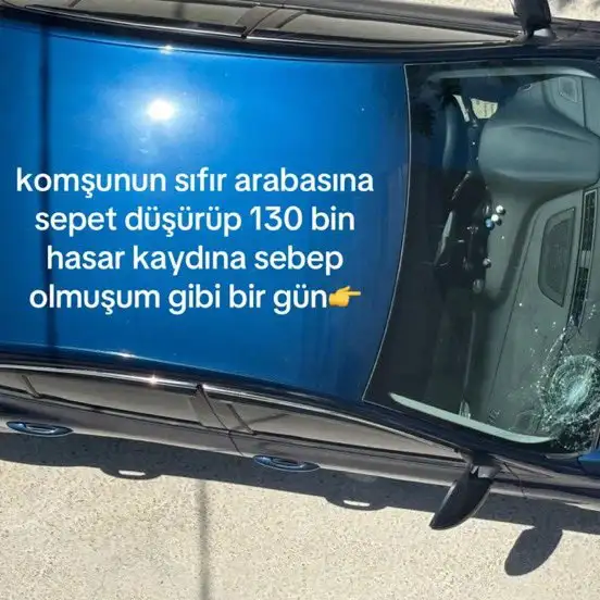Komşusunun yeni aldığı otomobilin üzerine saksı düşürerek 130 bin liralık