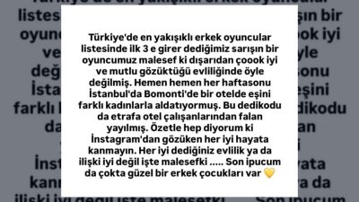 Sosyal medyada yayılan iddialara göre, Türkiye'nin tanınmış erkek oyuncularından biri