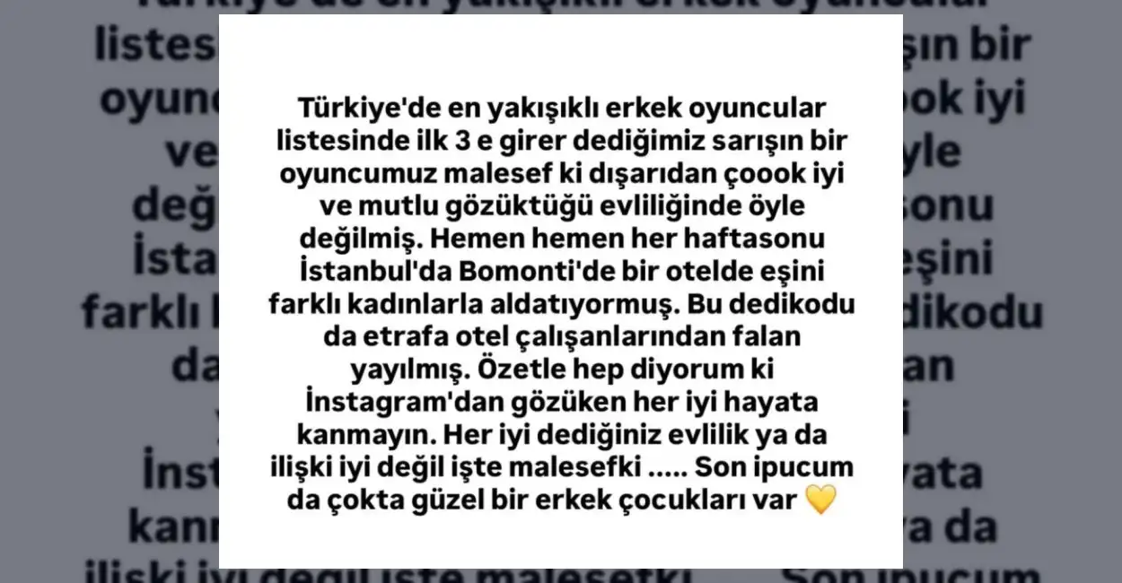 Sosyal medyada yayılan iddialara göre, Türkiye'nin tanınmış erkek oyuncularından biri
