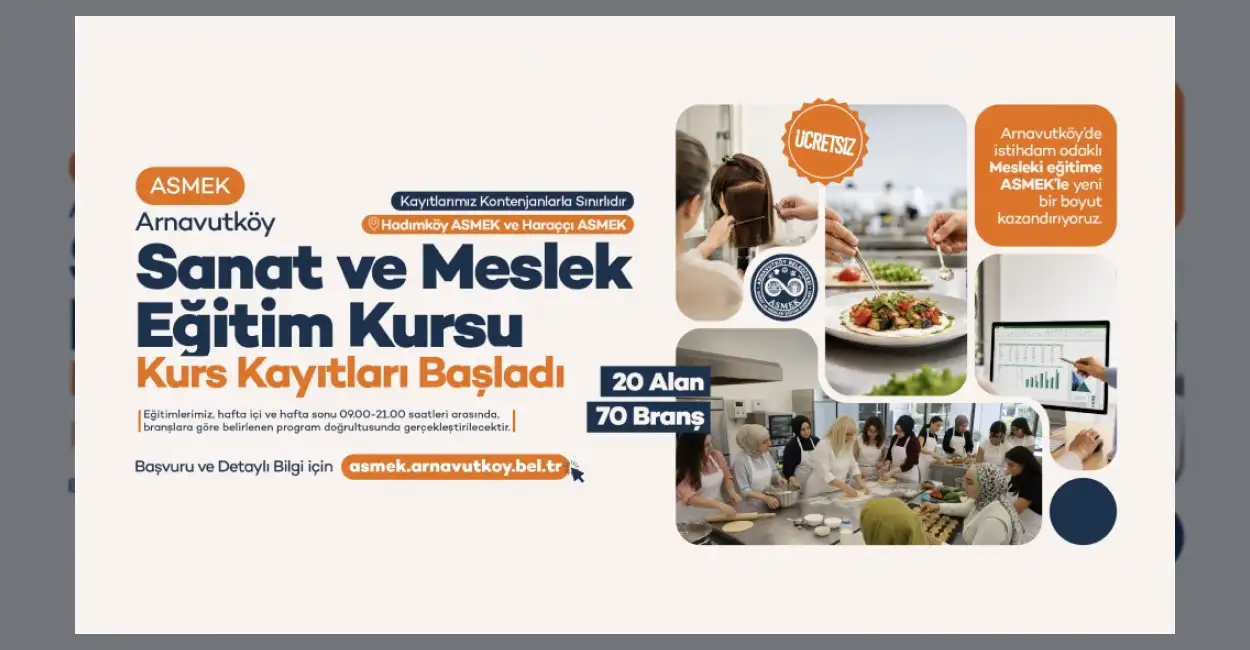 Arnavutköy’de Meslek ve Sanat Eğitimleri İçin Kayıtlar Başladı
