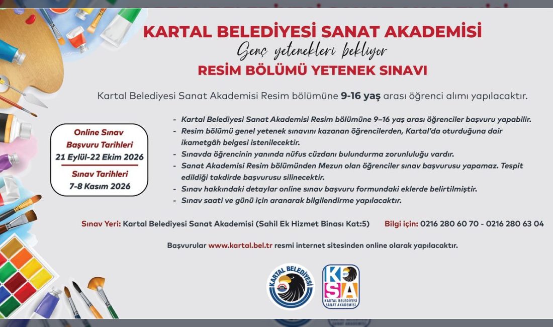 Kartal Belediyesi Sanat Akademisi Resim Bölümü 9-16 yaş arası öğrenci