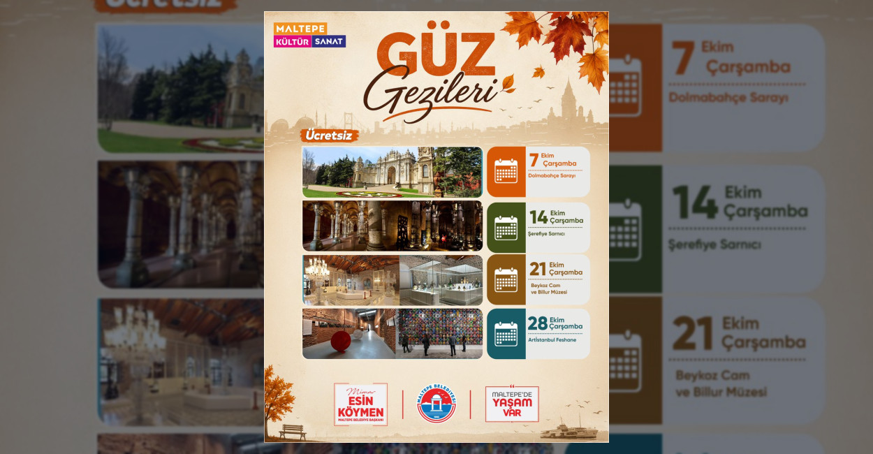 Maltepe Belediyesi ücretsiz Güz Gezileri Ekim ayı kayıtlarını başlattı. Tarihi