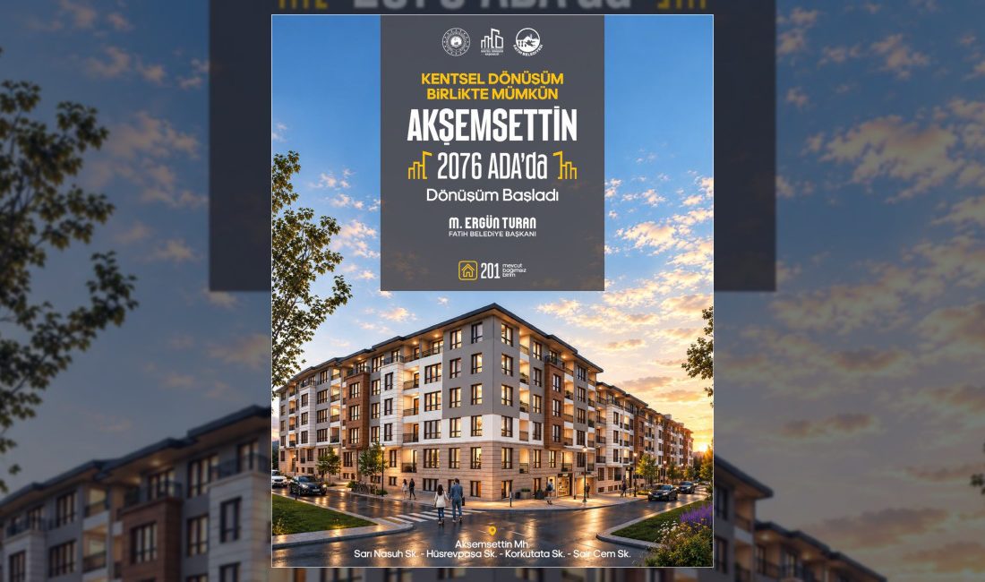 Fatih Belediyesi, Akşemsettin Mahallesi 2076 Ada'da 201 bağımsız birimi kapsayan