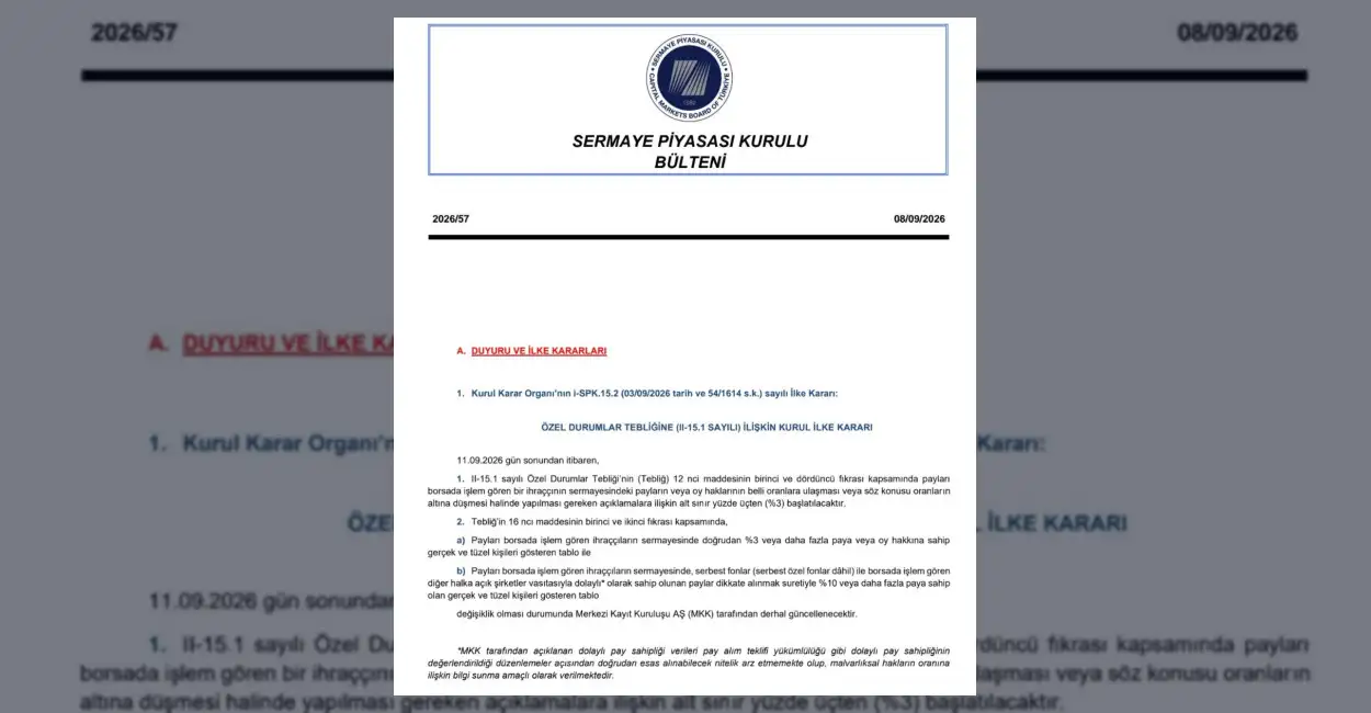 Sermaye Piyasası Kurulu pay sahipliği kurallarını güncelledi
