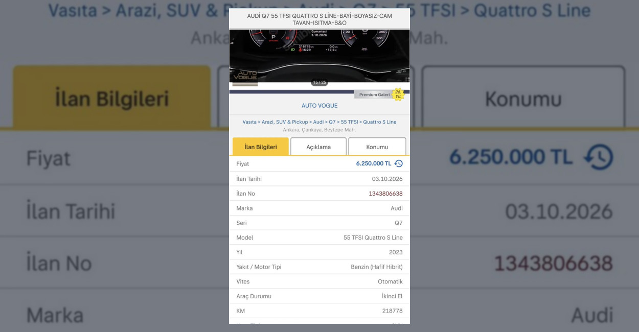 3 Yaşındaki Audi Q7’nin Kilometresi Dikkat Çekti