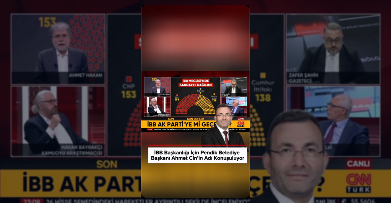 CNN Türk canlı yayınında, İstanbul Büyükşehir Belediyesi yönetimi için Pendik