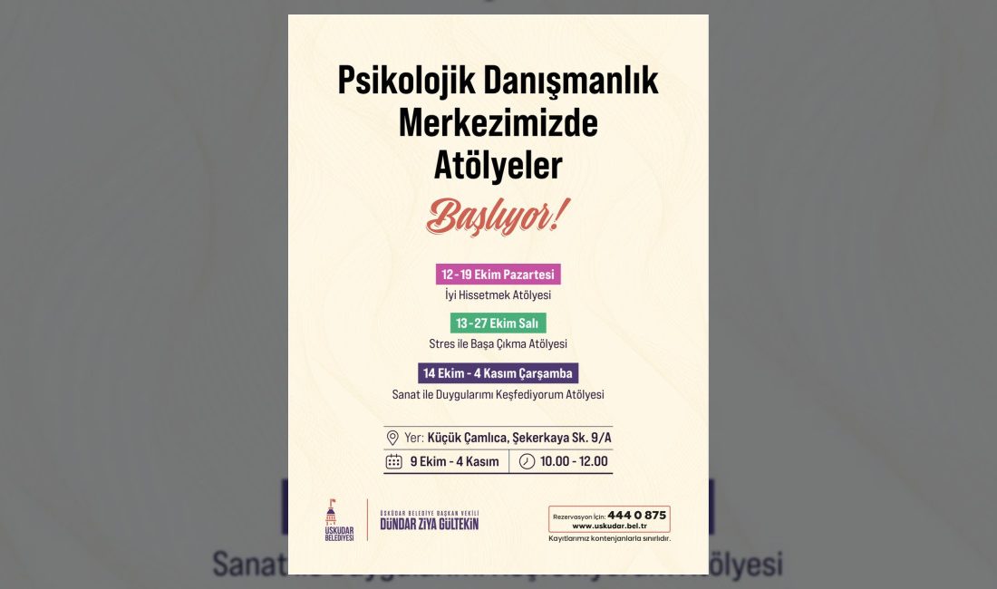 Üsküdar Belediyesi, iyi hissetme ve stres yönetimi odaklı yeni atölye