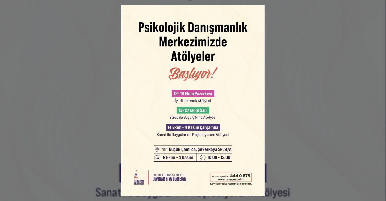 Üsküdar Belediyesi, iyi hissetme ve stres yönetimi odaklı yeni atölye