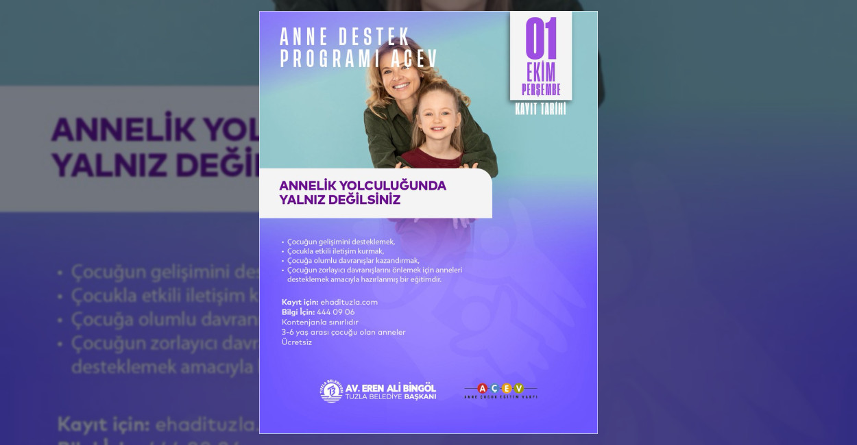 Tuzla Belediyesi ve AÇEV işbirliğiyle 3-6 yaş arası çocuğu olan
