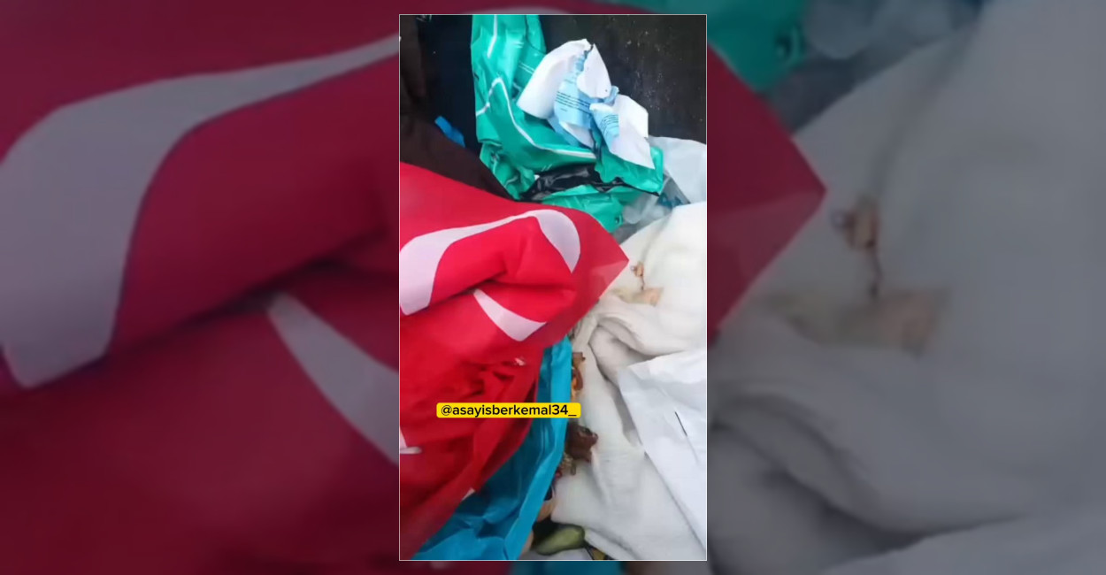 Sosyal medyada yer alan Türk bayraklarının çöpe atıldığına dair görüntüler