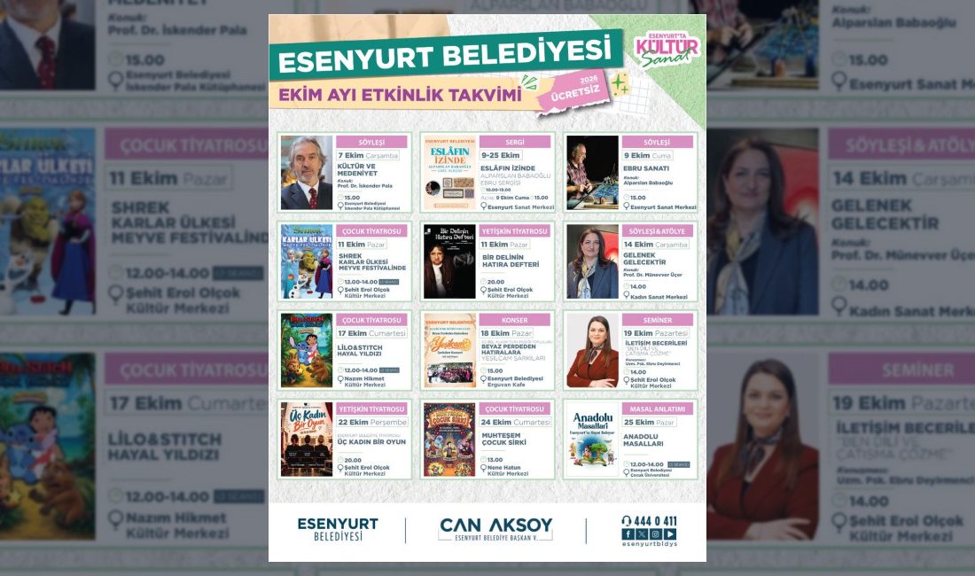 Esenyurt Belediyesi, sonbahar mevsimini tiyatro, sergi, seminer ve Cumhuriyet Bayramı