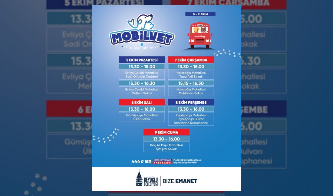 Beyoğlu Belediyesi, Mobilvet aracıyla sokak hayvanlarının sağlık kontrollerini gerçekleştirerek hem