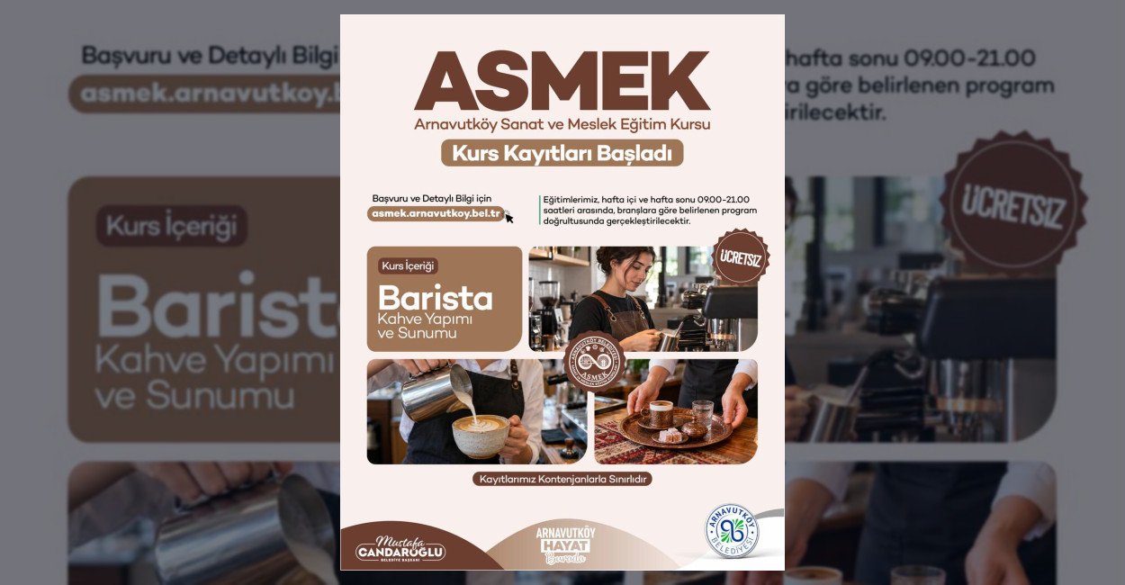 Arnavutköy Belediyesi’nden Ücretsiz Barista Kursu Eğitimi