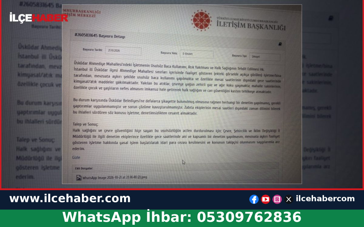 Üsküdar Ahmediye’de Duman ve Koku Endişesi