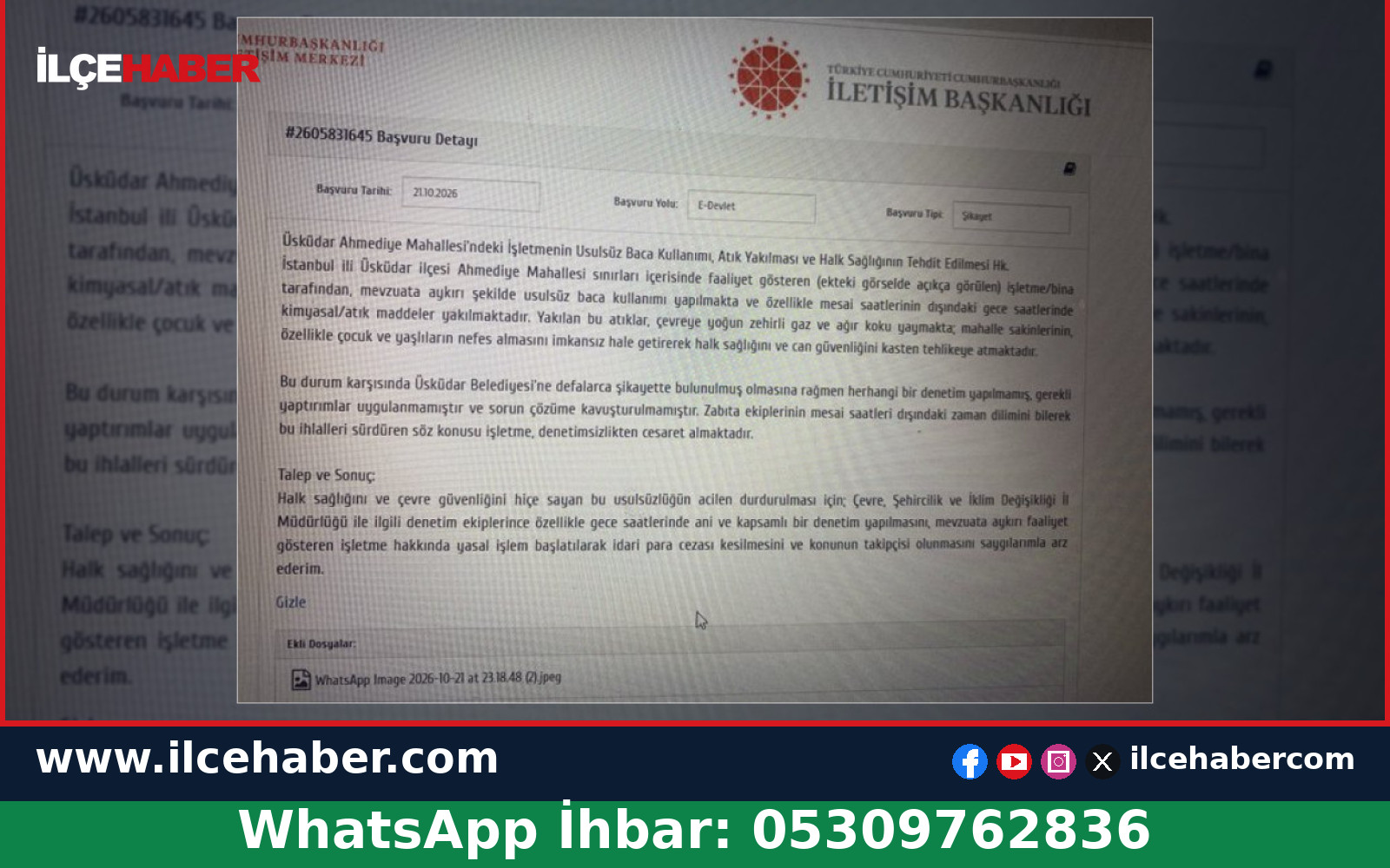 Üsküdar Ahmediye’de Duman ve Koku Endişesi