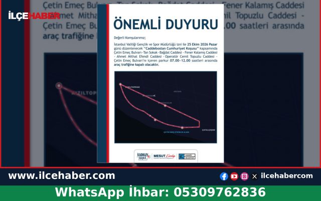Caddebostan Cumhuriyet Koşusu Trafiğe Kapatılacak