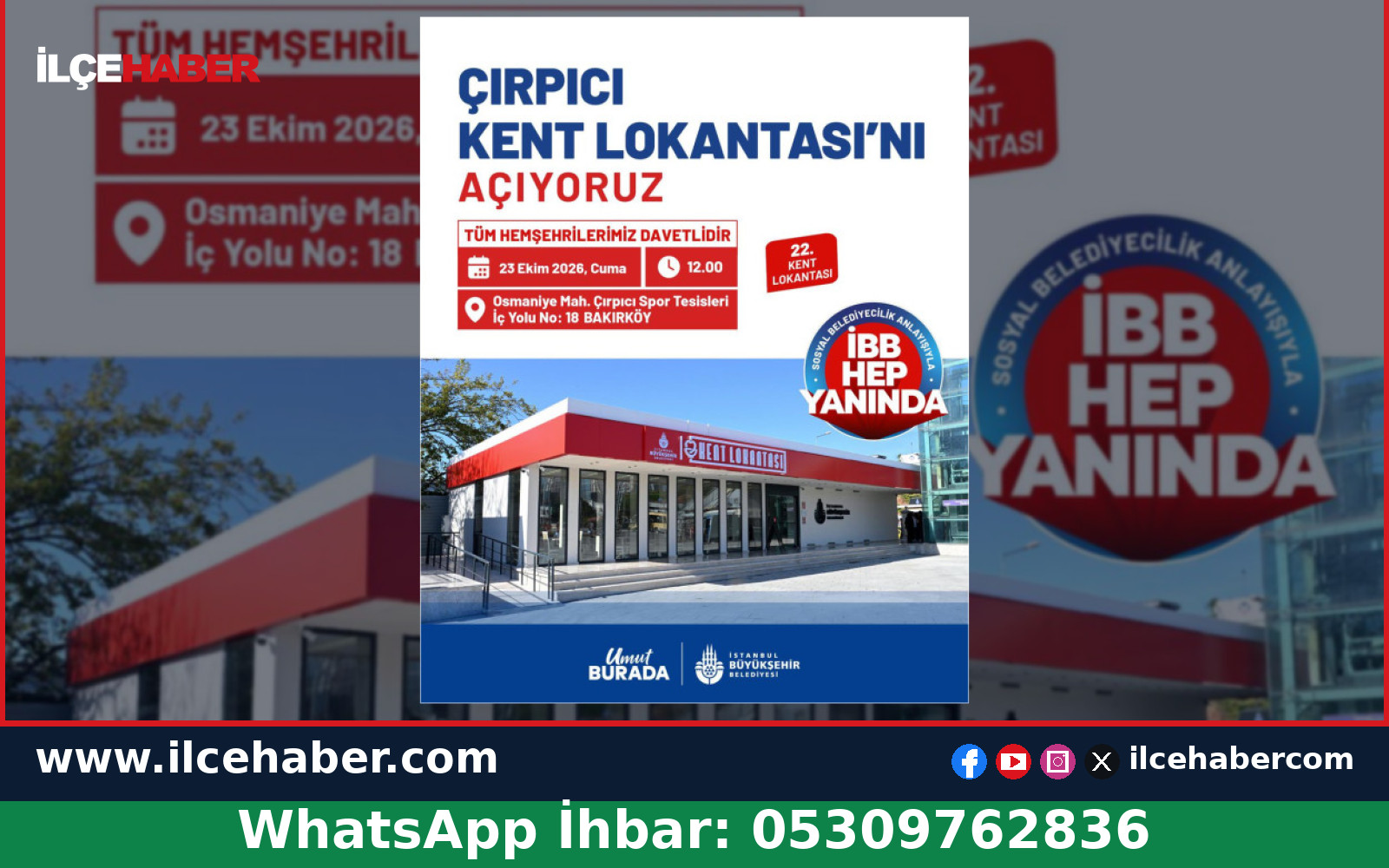İBB Çırpıcı Kent Lokantası Bakırköy’de açılıyor