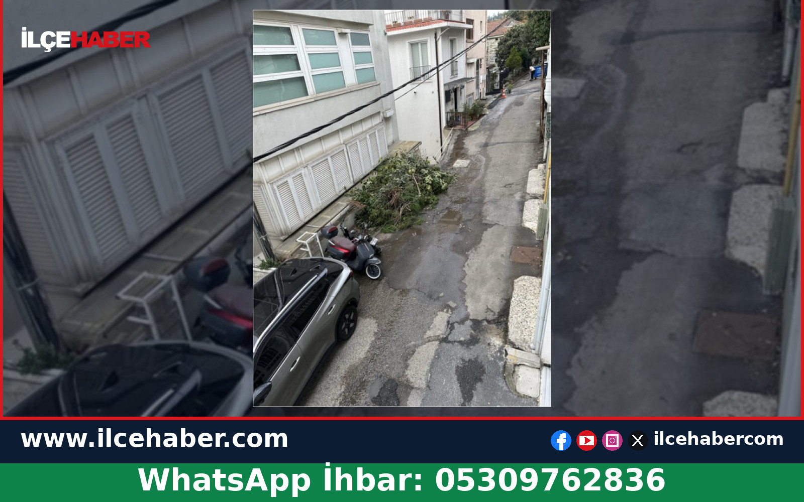 Üsküdar Hasanpaşa Setti Aşağı Sokak’ta Dal Yığını Geçişi Kısıtlıyor