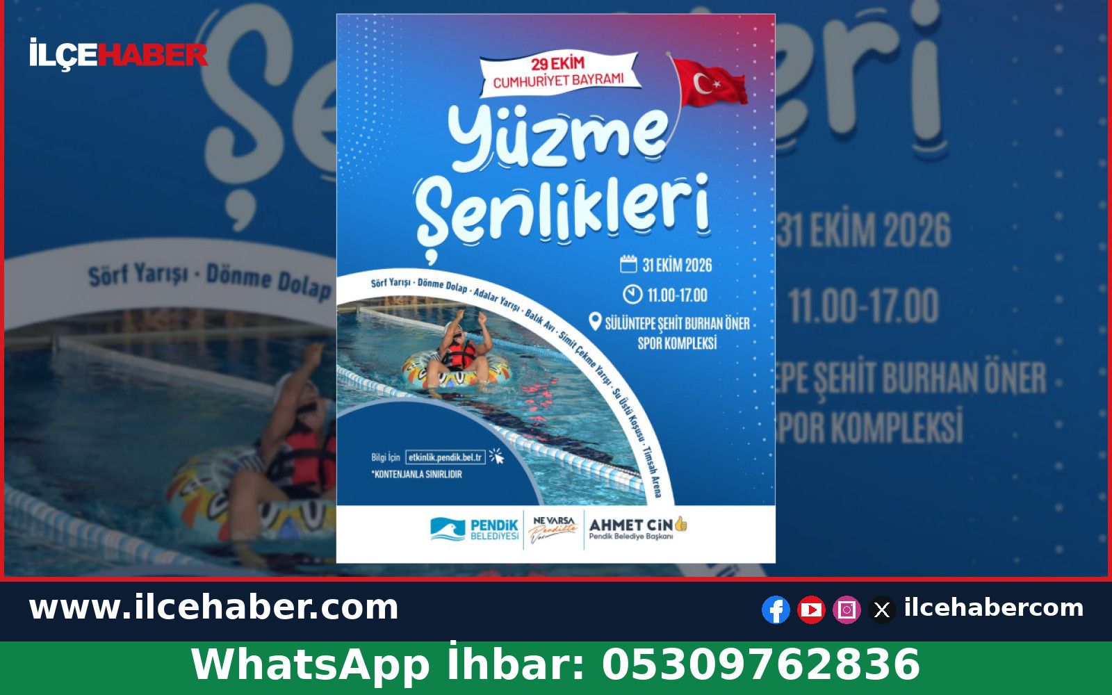 Pendik’te Cumhuriyet Bayramı Yüzme Şenliği Kayıtları Başlıyor