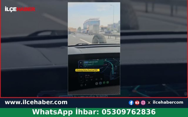 İstanbul’da kamyondan kopan lastik yolda ilerledi