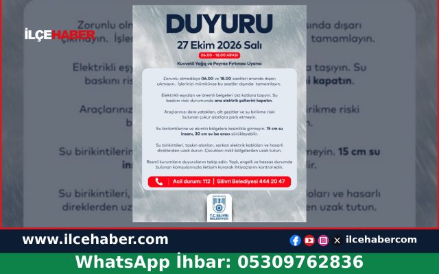 Silivri’de Kuvvetli Yağış ve Poyraz Fırtınası Uyarısı