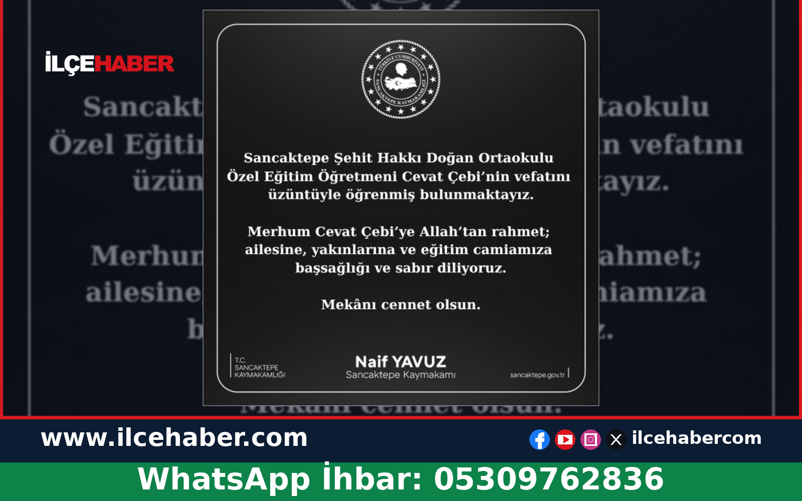 Sancaktepe’de Öğretmen Cevat Çebi Vefat Etti