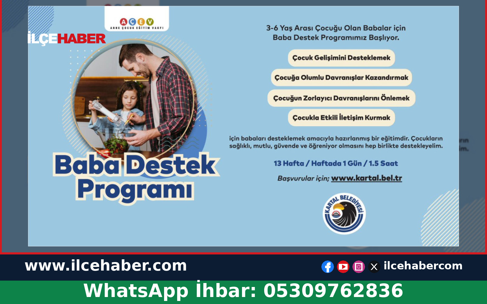 Kartal Belediyesi’nden AÇEV İş Birliğiyle Baba Destek Programı