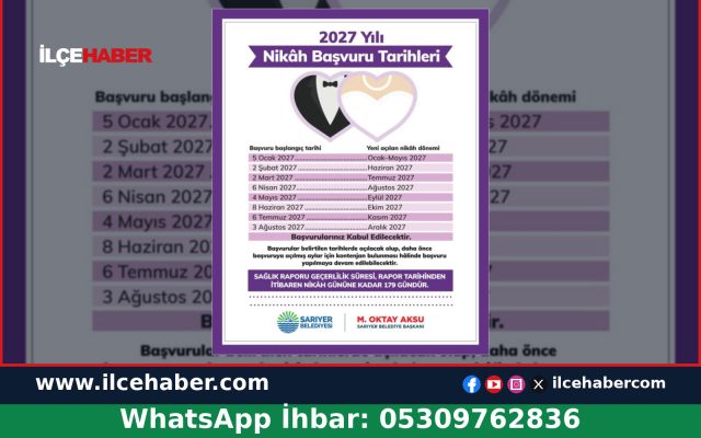 Sarıyer Belediyesi’nin 2027 Nikâh Başvuru Takvimi Açıklandı