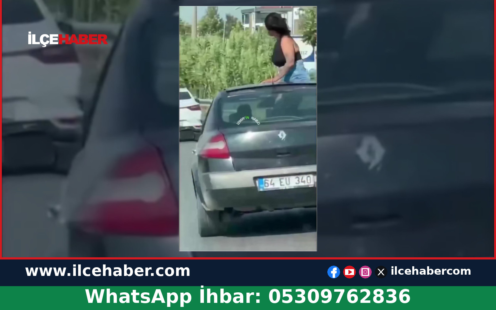 Trafikte Seyreden Otomobilin Tavanına Tırmanıp Dans Etti