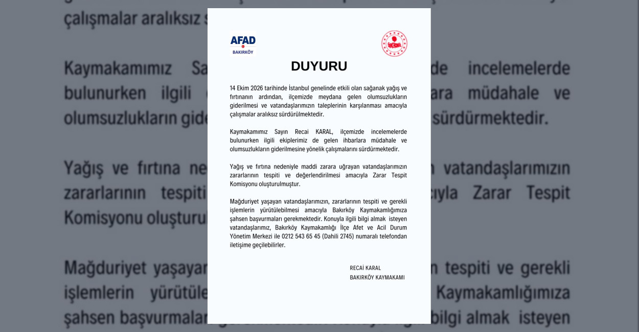 Bakırköy’de Sağanak ve Fırtına Sonrası Hasar Tespiti Sürüyor