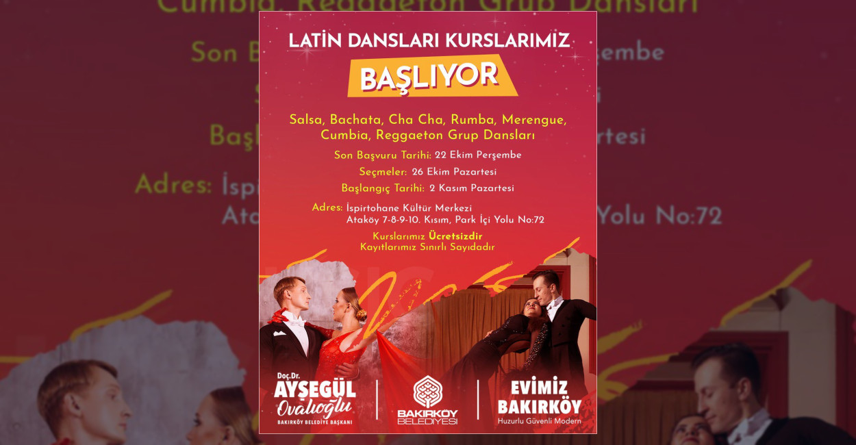 Bakırköy’de Ücretsiz Latin Dansı Kursları Başlıyor