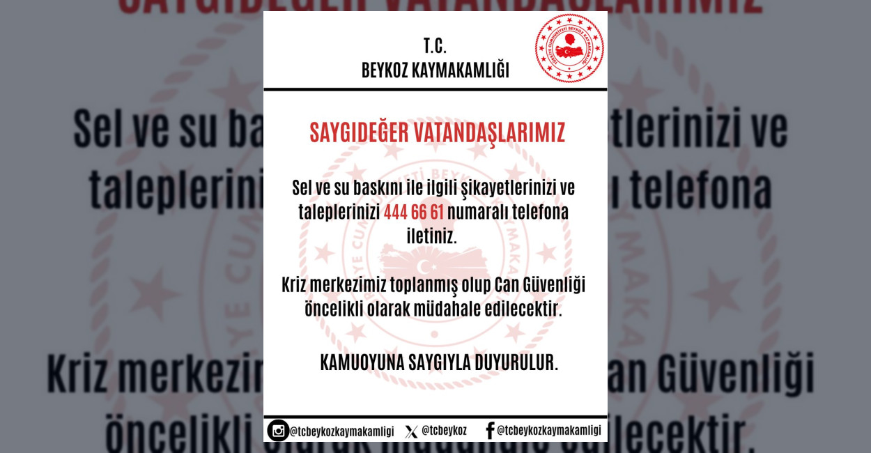 Beykoz’da Sel ve Su Baskınları İçin Kriz Merkezi Toplandı