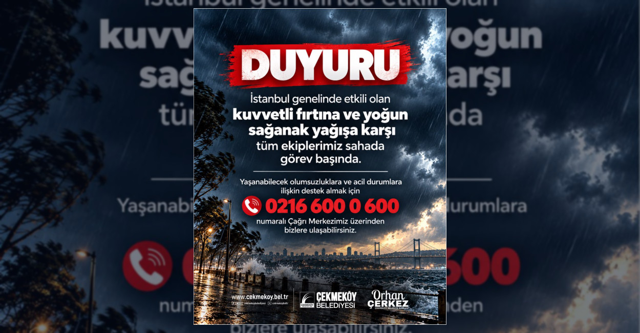 Çekmeköy’de Fırtına ve Sağanak Önlemi