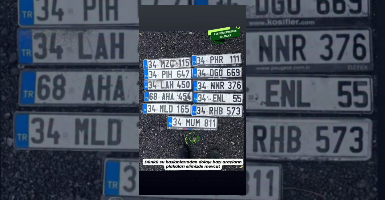 Çekmeköy’deki su baskınlarında kaybolan plakalar