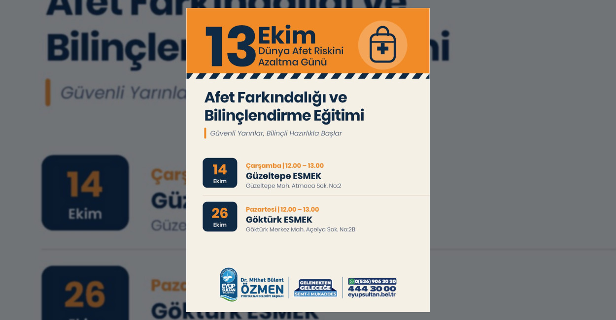 Eyüpsultan Belediyesi’nden Afet Eğitimi