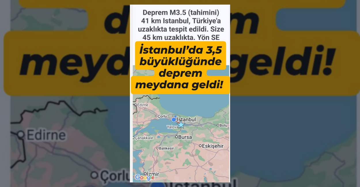 İstanbul’da 3,5 Büyüklüğünde Deprem Meydana Geldi