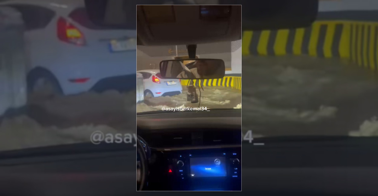 İstanbul’da lüks plazanın otoparkını su bastı