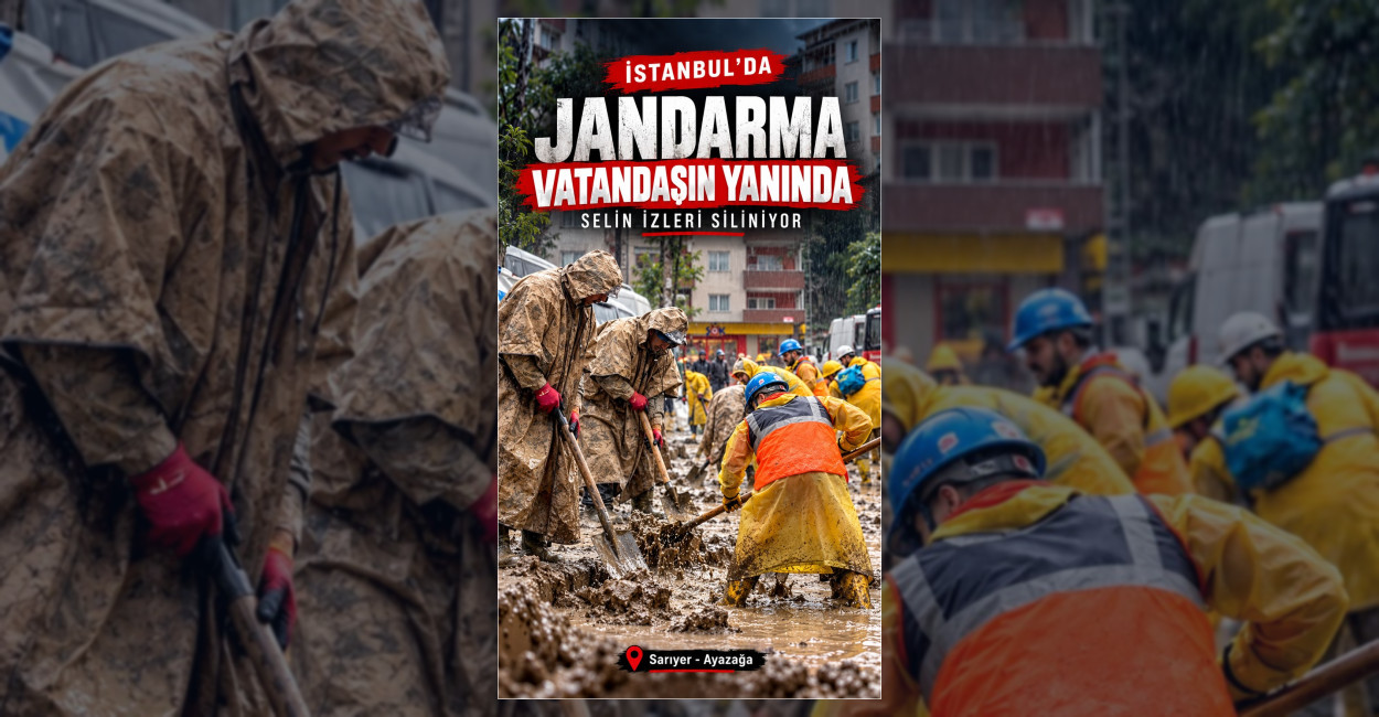 İstanbul’da Sel Sonrası Jandarma Temizlik Çalışmalarına Destek Verdi