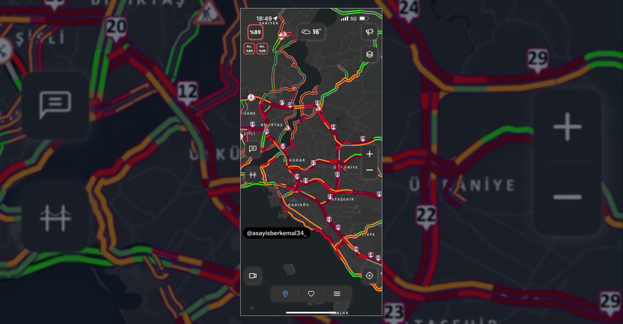 İstanbul’da trafik yoğunluğu yüzde 89’a ulaştı