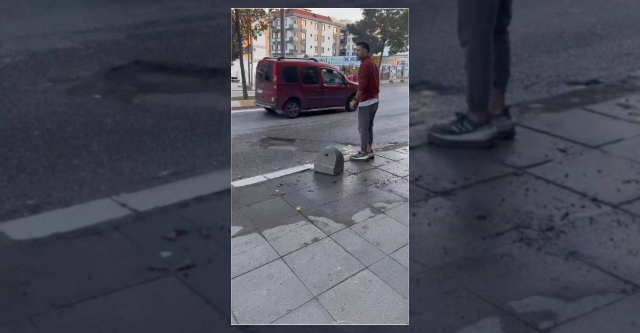 İstanbul’da yoldaki çukuru kendi asfaltıyla kapatmak istedi