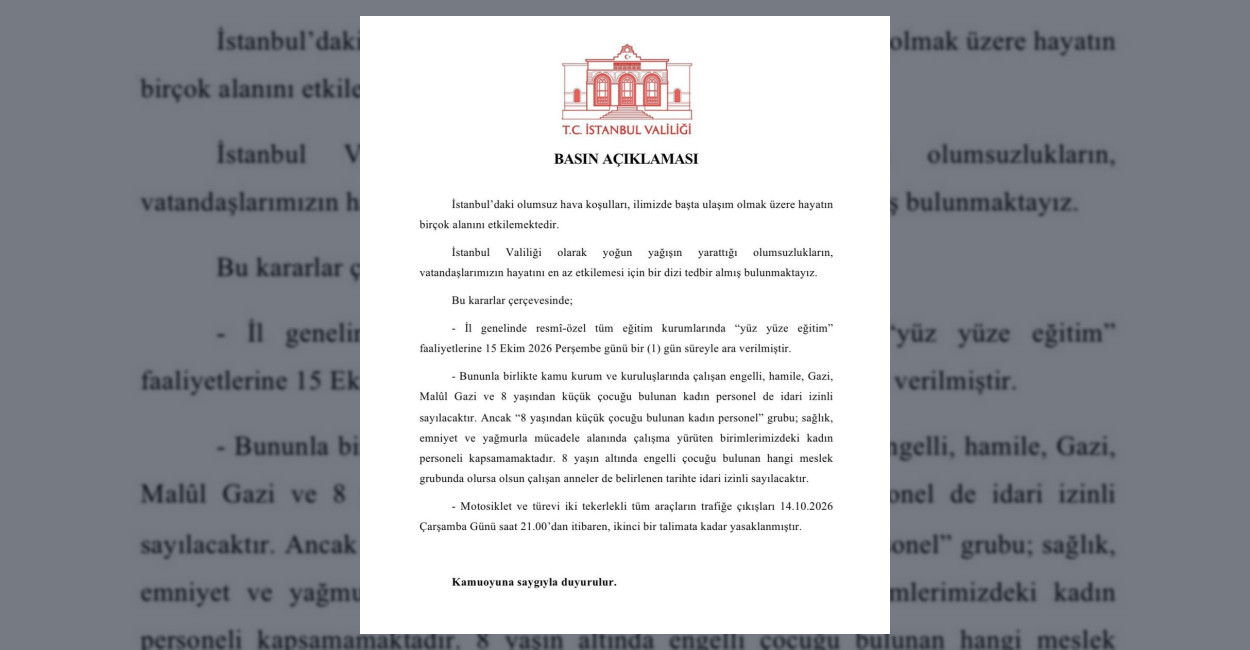 Kağıthane’de Eğitime Ara Verildi