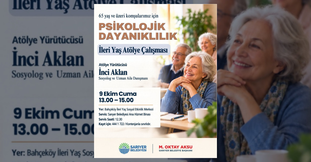 Sarıyer’de 65 Yaş Üstü İçin Psikolojik Atölye