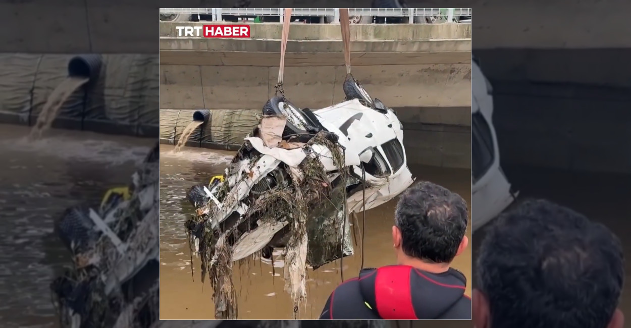 Sarıyer’de taşan derede otomobil bulundu