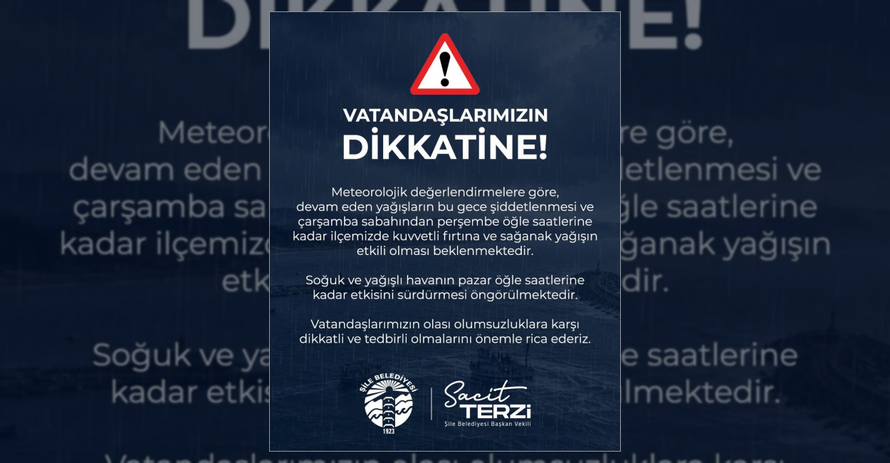 Şile’de Sağanak Yağış Hafta Boyunca Sürecek